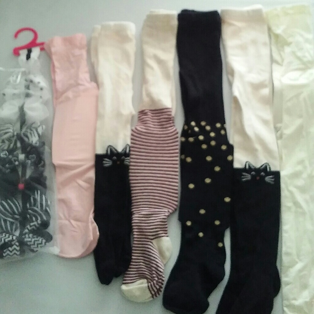 6 prs nwot girls various sizes tights and bows!